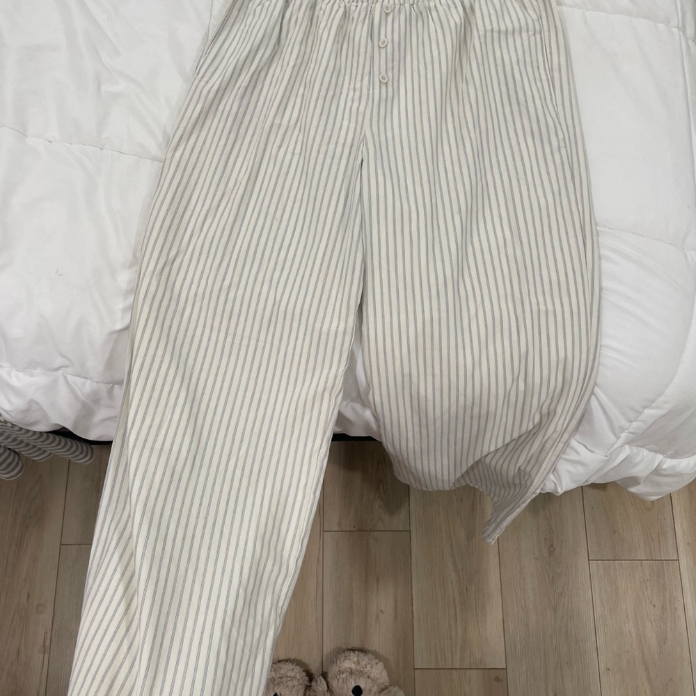 Striped Men's Pants in Gray and White